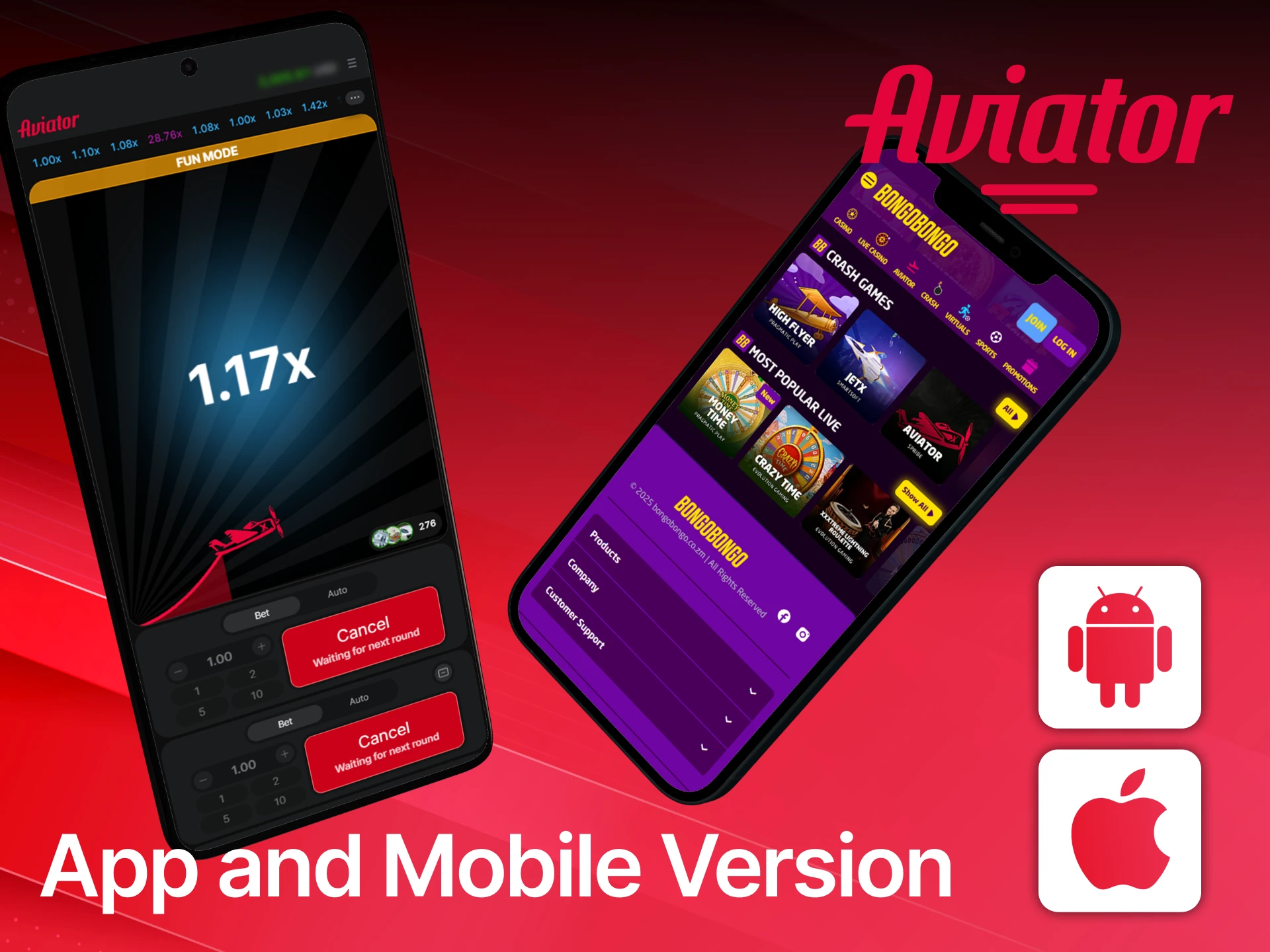 Download the app and mobile version to win the Aviator anywhere in Zambia.